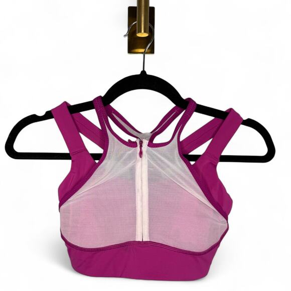 Lululemon Sports Bra Zip Front Mesh Strappy Racerback Magenta Pink Size 4 - Picture 2 of 6